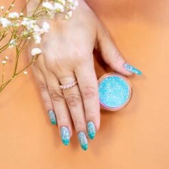 D819 Thunder Shower Teal Flake Dip Powder -Revel Nail Shop dip powder d819 thunder shower 35703725785286