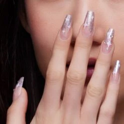 Silver Lining | Gloss Long Coffin Press-On Nails