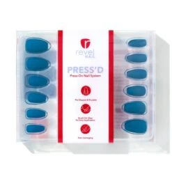 Steelin' Blue | Matte Medium Coffin Press-On Nails -Revel Nail Shop press ons steelin blue matte medium coffin press on nails 35340806521030