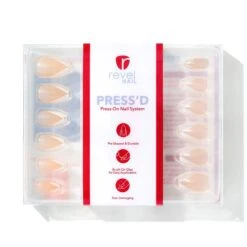 V French Tipped Off | Gloss Medium Coffin Press-On Nails -Revel Nail Shop press ons v french tipped off gloss medium coffin press on nails 35340829163718